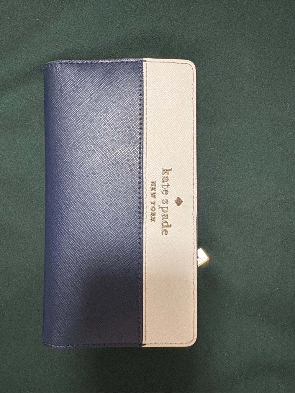 kate spade Two-Tone Navy and Cream Zip Continental Wallet